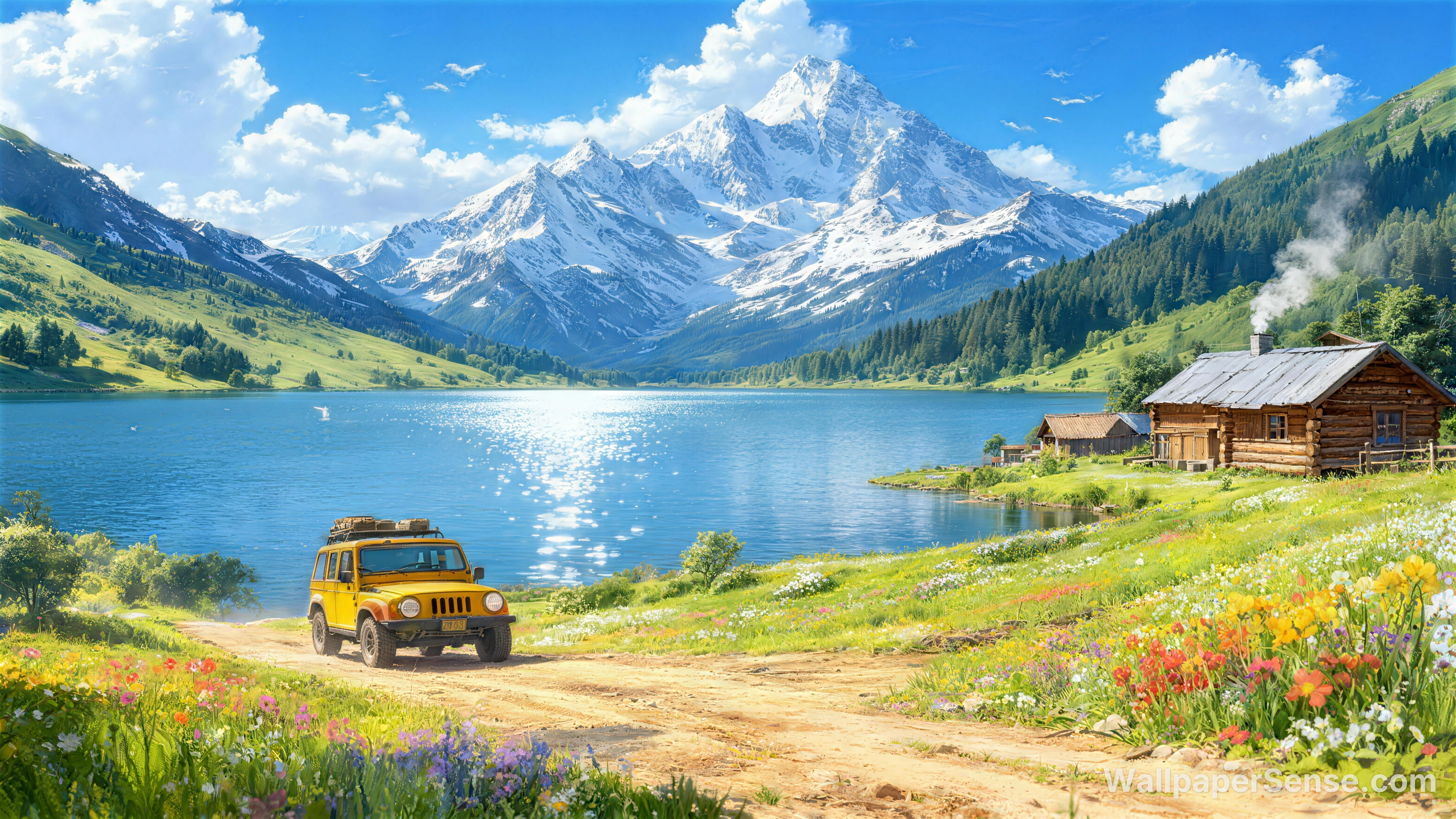 Alpine Lake Landscape 8K Desktop Wallpaper