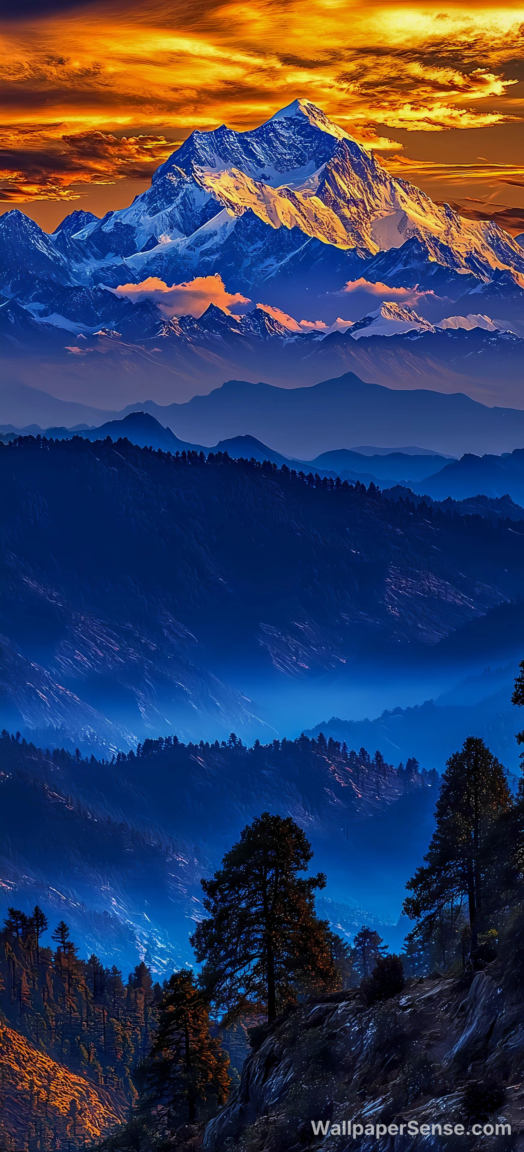 Alpine Mountain Sunset 8K Ultra HD Phone Wallpaper