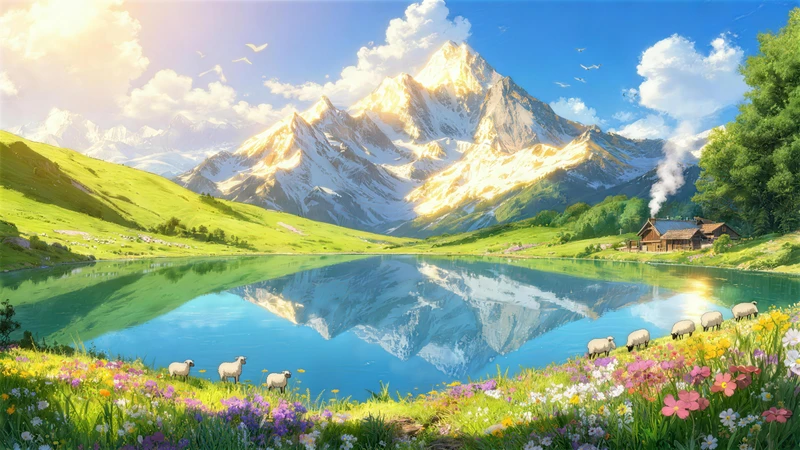 Alps Snowy Peaks Lake Scenery 8K Wallpaper Pack - Pack with 1 wallpapers for $1