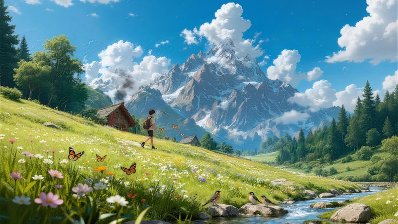 Anime Alpine Meadow 8K Ultra HD Desktop Wallpaper Pack - Pack with 1 wallpapers for $1