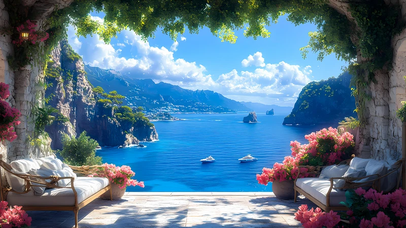 Mediterranean Coastal Scenery 4K 8K Ultra HD Wallpaper Collection - Pack with 3 wallpapers for $1