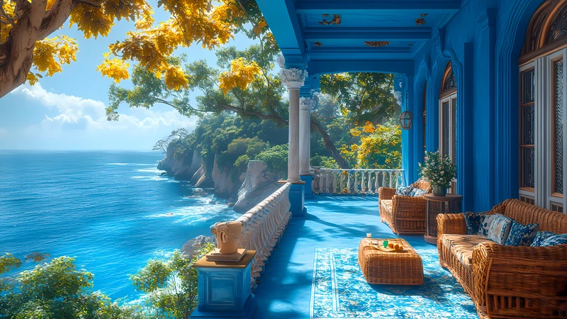 Mediterranean Coastal Villa 4K Desktop Wallpaper