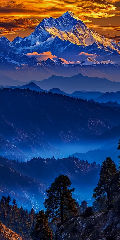 Alpine Mountain Sunset 8K Ultra HD Phone Wallpaper