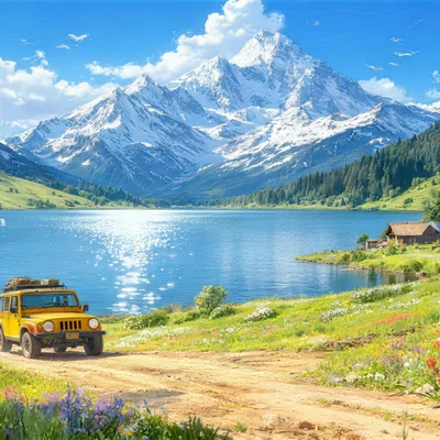 Alpine Lake Landscape 8K Desktop Wallpaper