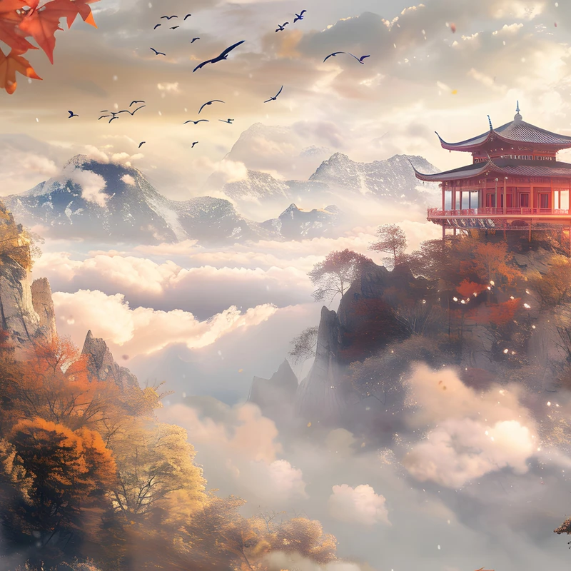 Chinese-Style Landscape Pavilion 8K Ultra HD Desktop Wallpaper