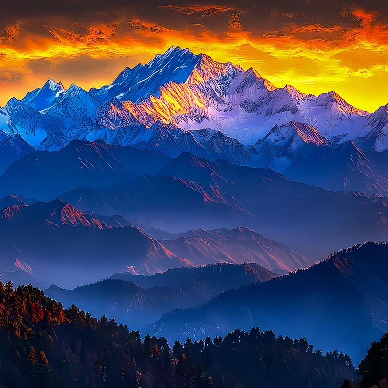Alpine Mountain Range at Sunset 4K Desktop Wallpaper